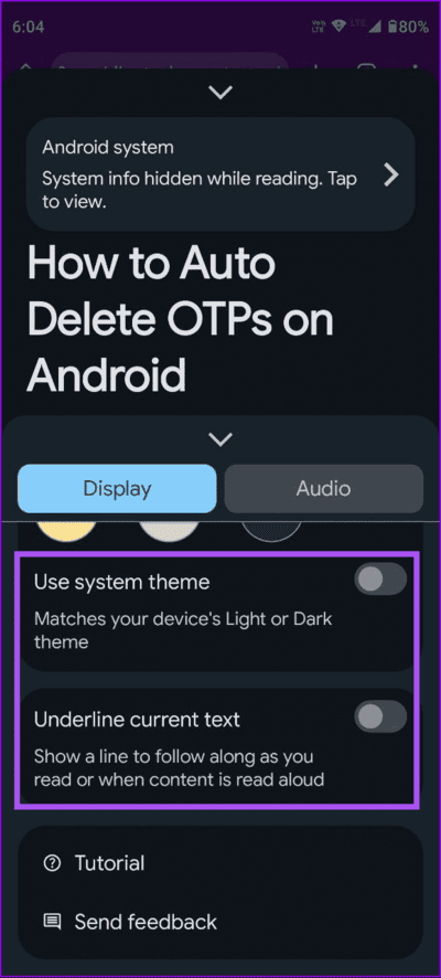 use-system-theme-reading-mode-android كيفية استخدام تطبيق Reading Mode على Android