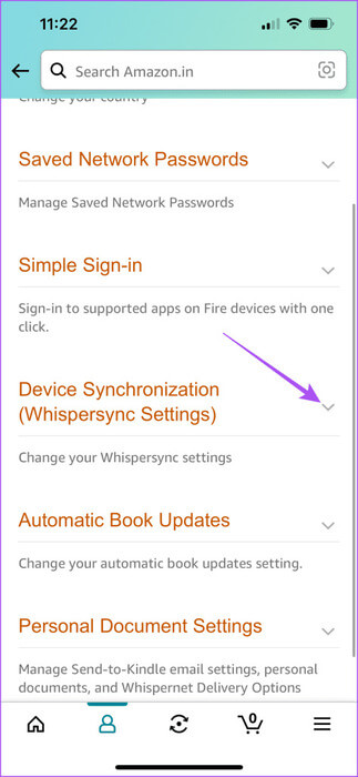 whispersync-settings-amazon-app-473x1024-1 أفضل 4 إصلاحات لعدم مزامنة كتب Kindle بين الأجهزة