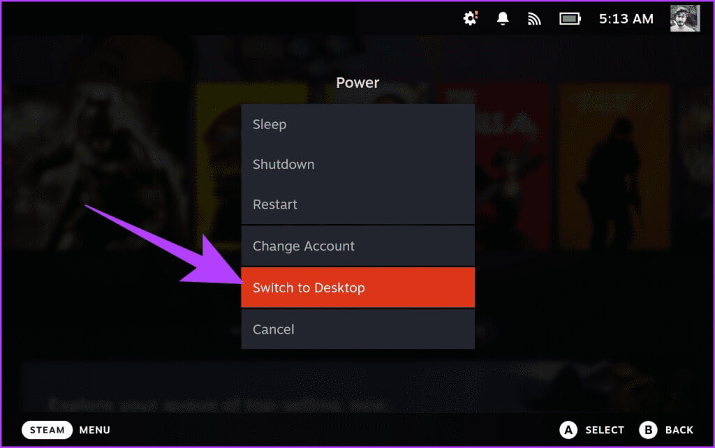 1.-select-Switch-to-Desktop-1024x642-1 كيفية تثبيت وتشغيل Apex Legends على Steam Deck