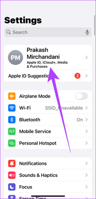 1.1-Open-the-Settings-app-on-your-iPhone.-Here-tap-on-your-Apple-ID-at-the-top-494x1024-1 6 طرق لإصلاح عدم عمل Apple Music Family Sharing على iPhone