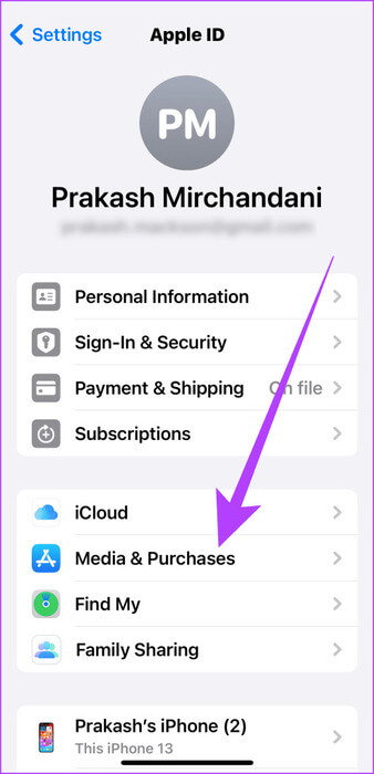 1.2-Then-tap-on-Media-Purchases-494x1024-1 6 طرق لإصلاح عدم عمل Apple Music Family Sharing على iPhone