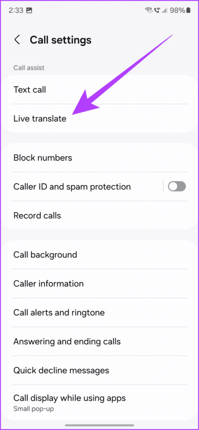 1.3-Here-tap-on-Live-translate-712x1536-1 11 من أفضل النصائح والحيل لجهاز Samsung Galaxy S24