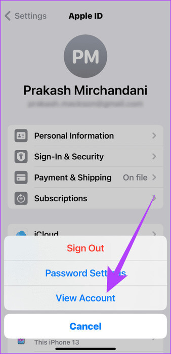 1.3-In-the-the-new-pop-up-window-select-View-Account-494x1024-1 6 طرق لإصلاح عدم عمل Apple Music Family Sharing على iPhone