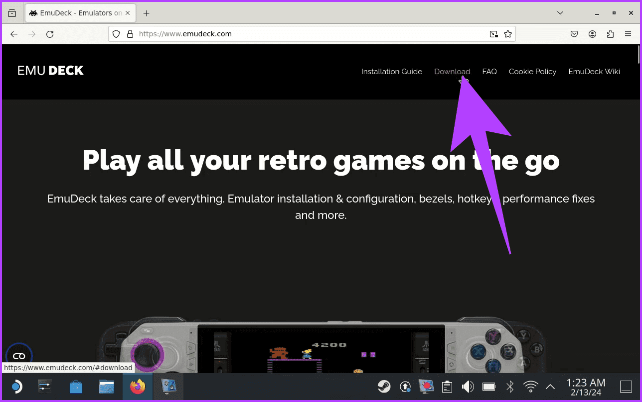 1.3-tap-on-the-Download-option-at-the-top كيفية تثبيت EmuDeck على Steam Deck