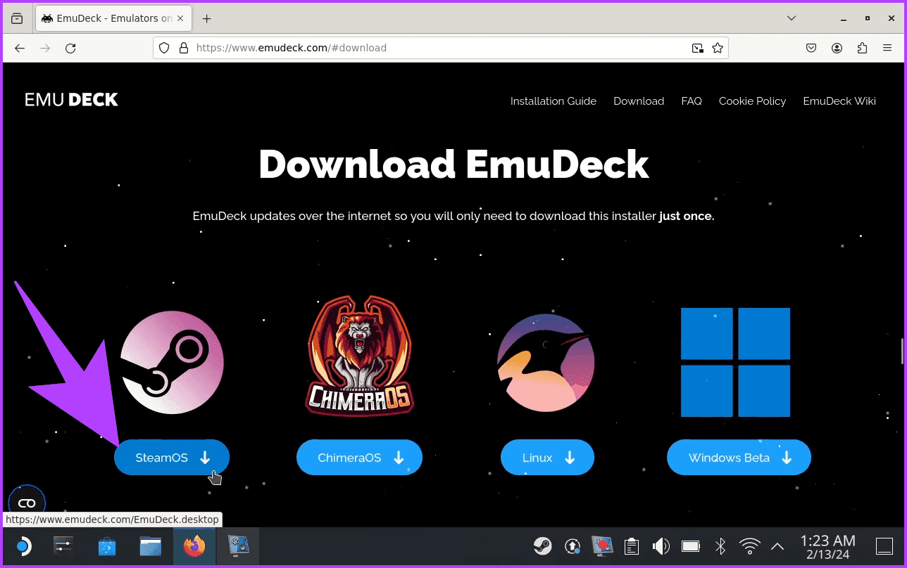1.4-Now-tap-on-SteamOS كيفية تثبيت EmuDeck على Steam Deck