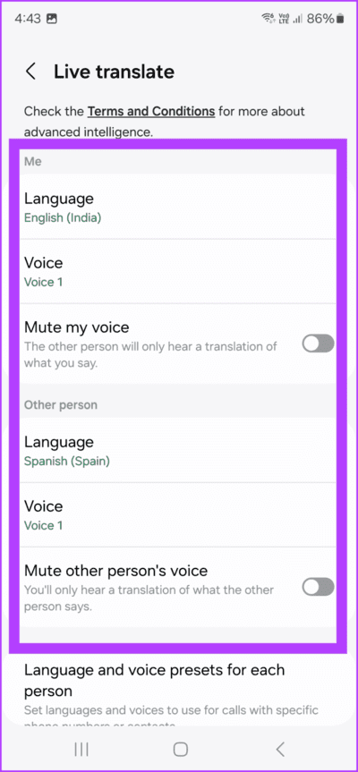 1.5-you-can-configure-the-languages-for-each-party-712x1536-1 11 من أفضل النصائح والحيل لجهاز Samsung Galaxy S24