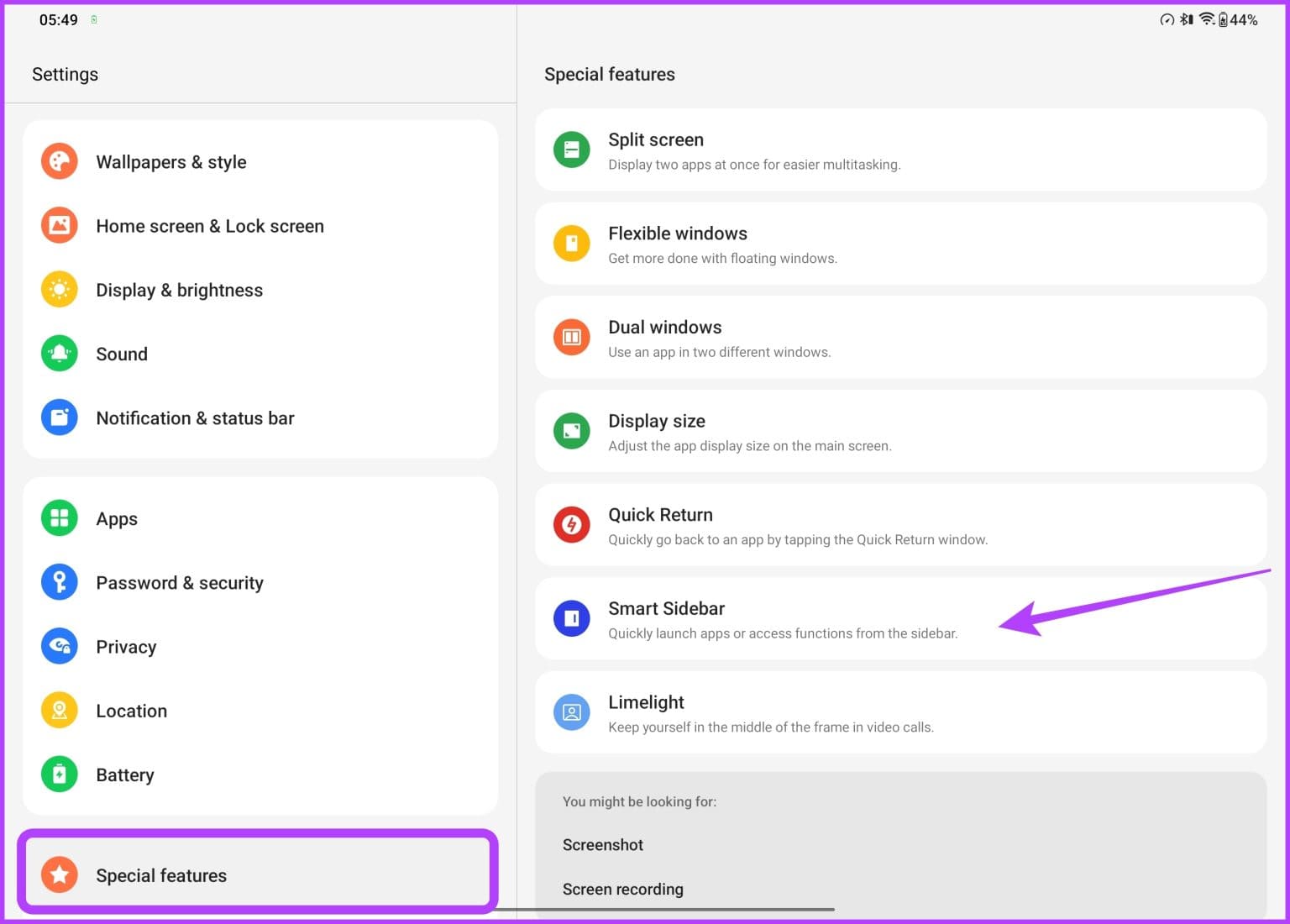 10.-Enable-Smart-Sidebar-Image-1-1536x1100-1 11 من أفضل النصائح والحيل لـ OnePlus Pad التي يجب أن تعرفها