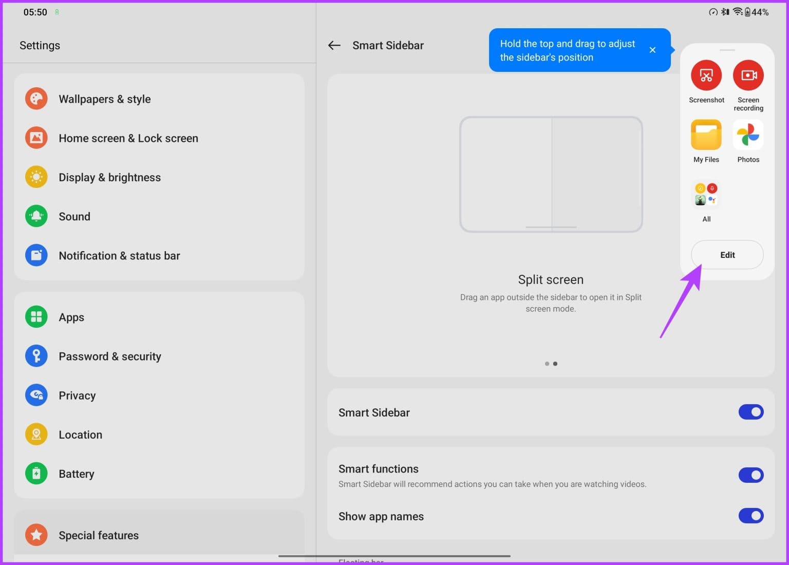 10.-Enable-Smart-Sidebar-Image-3-1536x1100-1 11 من أفضل النصائح والحيل لـ OnePlus Pad التي يجب أن تعرفها