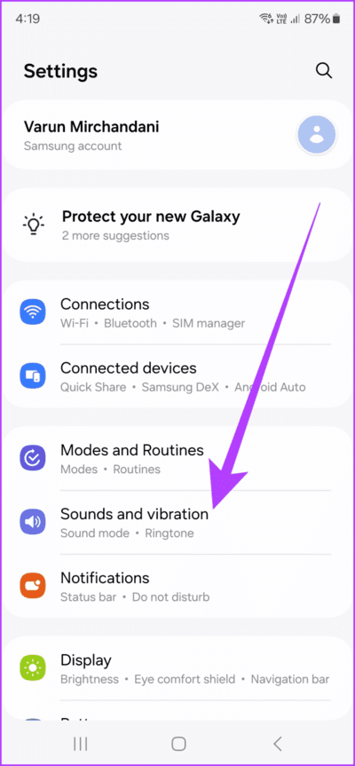 10.1-head-over-to-Settings-Sounds-and-Vibration-712x1536-1 11 من أفضل النصائح والحيل لجهاز Samsung Galaxy S24