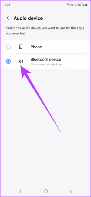 10.6-select-the-Audio-device-for-the-output-712x1536-1-e1708963776581 11 من أفضل النصائح والحيل لجهاز Samsung Galaxy S24
