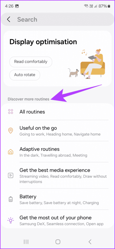 11.4-You-can-create-your-own-Routines-or-tap-on-the-compass-icon-at-the-top-to-search-for-suggested-Routines-712x1536-1 11 من أفضل النصائح والحيل لجهاز Samsung Galaxy S24