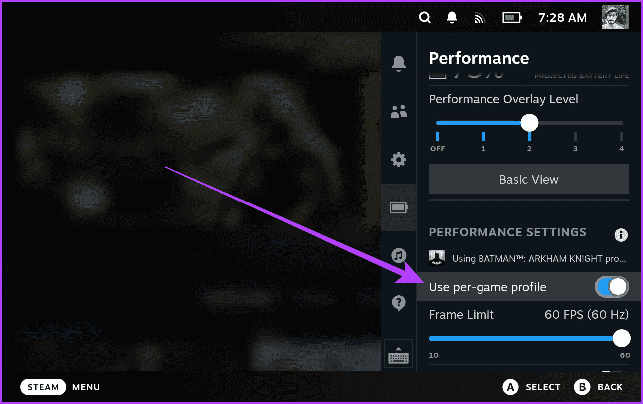 2.2-enable-the-toggle-next-to-Use-per-game-profile كيفية تحسين أداء الألعاب في Steam Deck