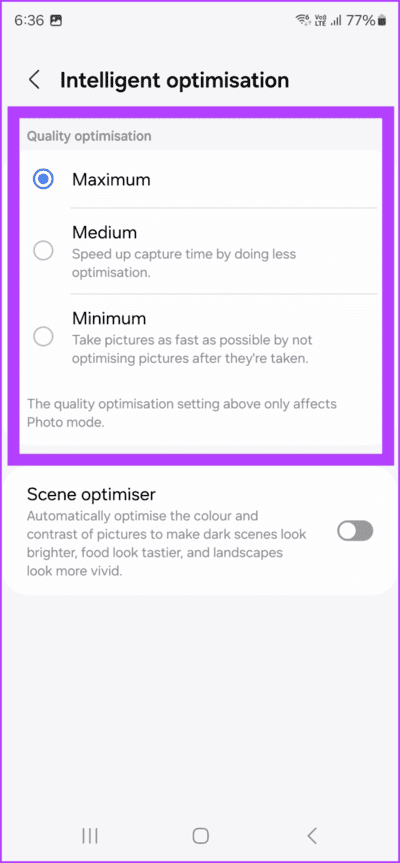 2.3-choose-the-quality-of-the-optimization-ranging-from-Maximum-Medium-or-Minimum-712x1536-1 أفضل 7 نصائح وحيل لكاميرا Samsung Galaxy S24 Ultra