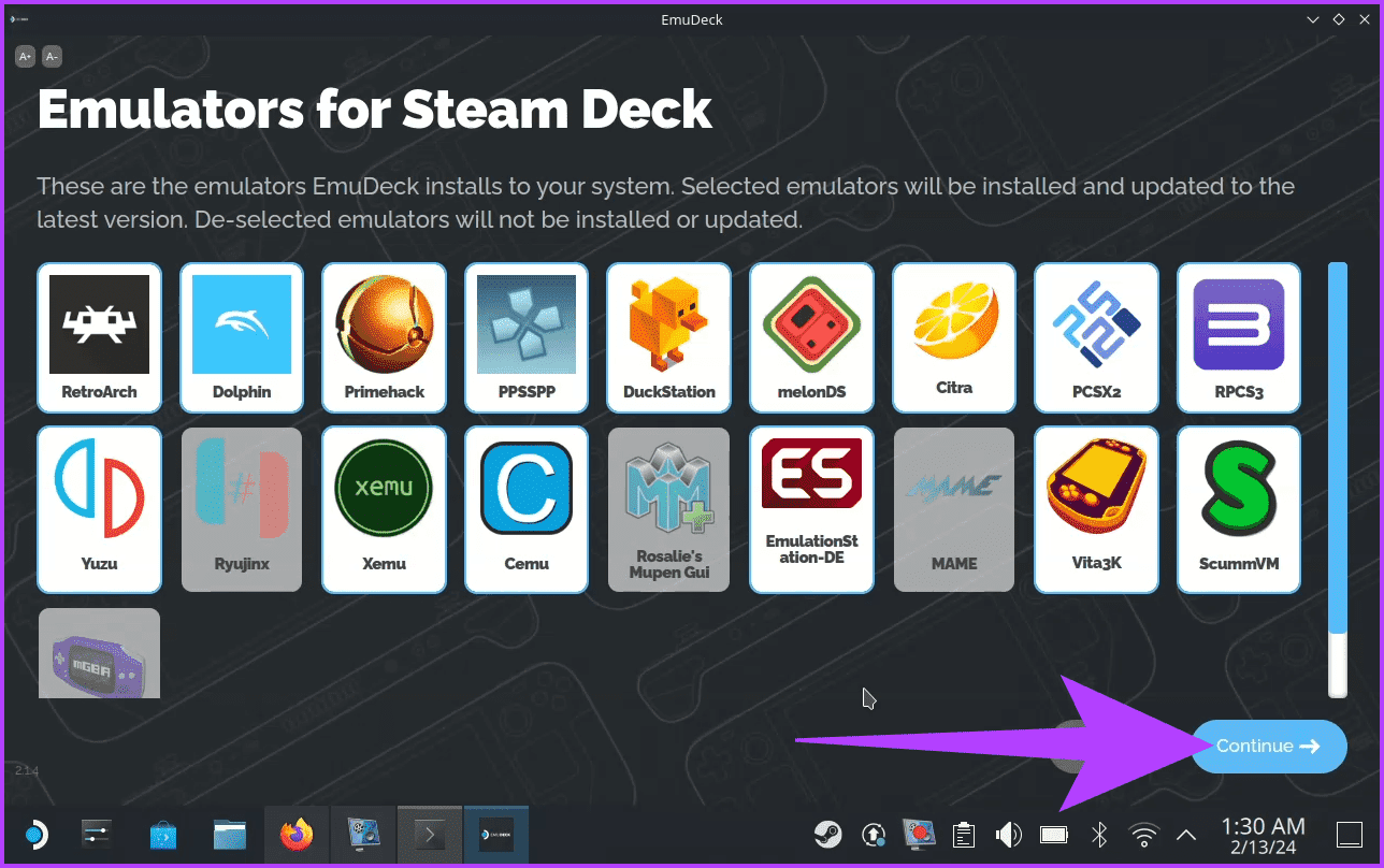2.5-Now-you-can-choose-which-emulators-you-want-to-install.-You-can-do-this-by-simply-toggling-them-on-or-off كيفية تثبيت EmuDeck على Steam Deck