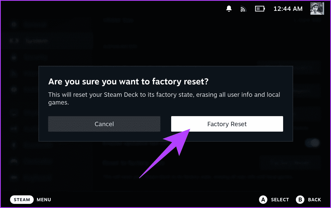 3.-Simply-tap-on-Factory-Reset-again-to-confirm-your-decision كيفية إعادة ضبط جهاز Steam Deck إلى إعدادات المصنع: دليل كامل