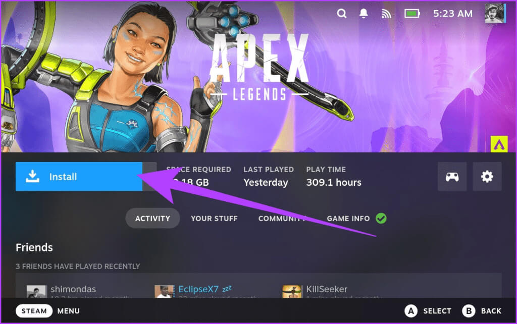 4.-inside-the-Steam-store-search-for-Apex-Legends-and-select-Install-1024x642-1 كيفية تثبيت وتشغيل Apex Legends على Steam Deck