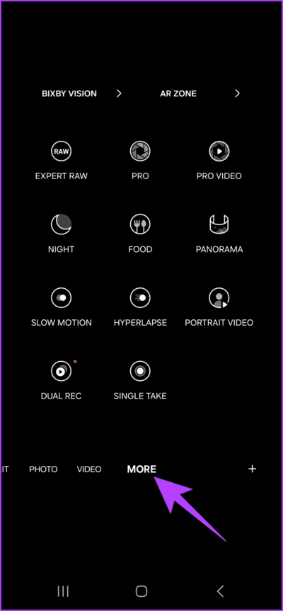 4.1-open-the-camera-app-and-head-over-to-the-More-page-712x1536-1 أفضل 7 نصائح وحيل لكاميرا Samsung Galaxy S24 Ultra