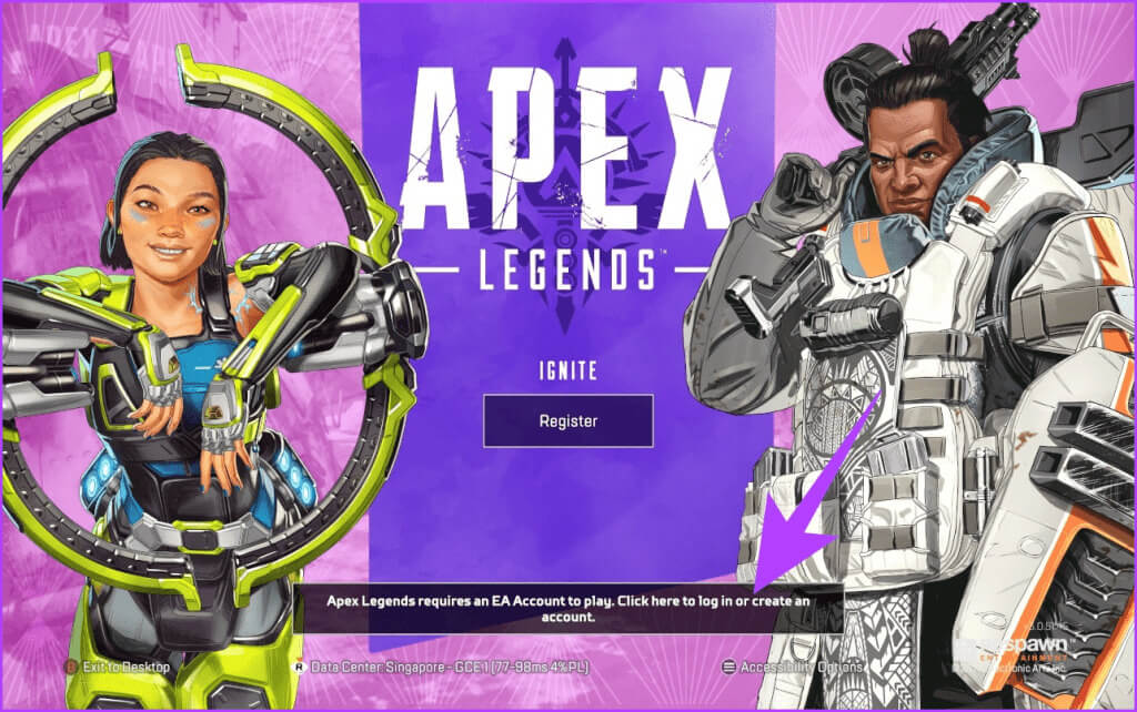 5.-Simply-click-on-the-bottom-dialog-box-to-log-in-or-tap-on-Register-to-create-a-new-EA-account-1024x642-1 كيفية تثبيت وتشغيل Apex Legends على Steam Deck