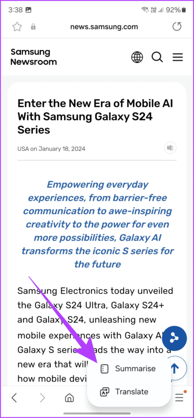 5.3-Tap-on-Summarize-712x1536-1 11 من أفضل النصائح والحيل لجهاز Samsung Galaxy S24