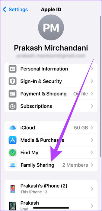 5.4-head-over-to-Settings-Apple-ID-Family-Sharing-494x1024-1 6 طرق لإصلاح عدم عمل Apple Music Family Sharing على iPhone