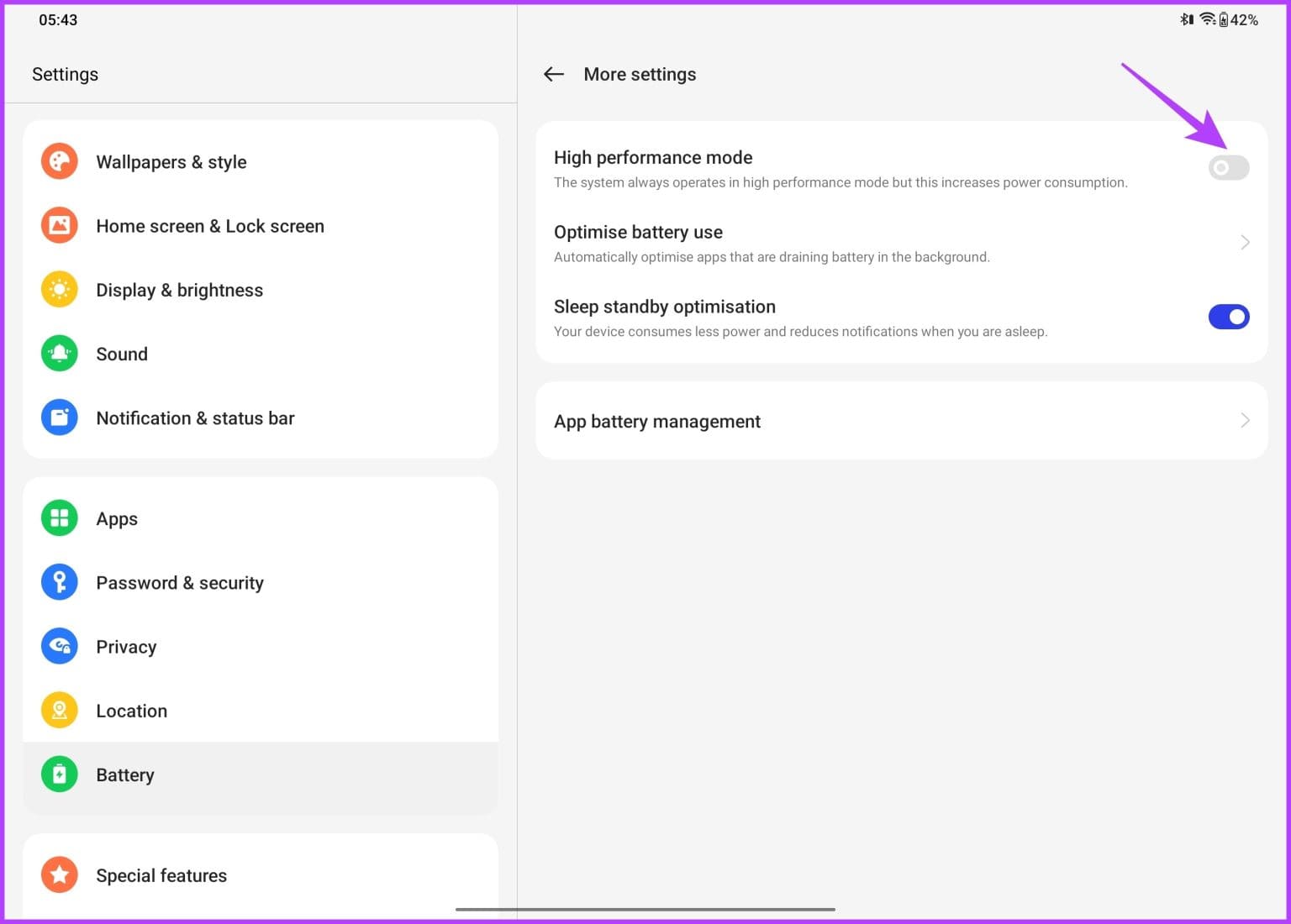 6.-Use-High-Performance-Mode-Image-2-1536x1100-1 11 من أفضل النصائح والحيل لـ OnePlus Pad التي يجب أن تعرفها