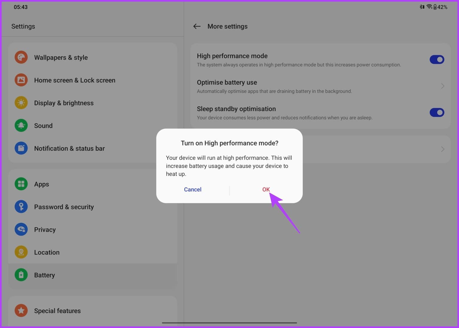 6.-Use-High-Performance-Mode-Image-3-1536x1100-1 11 من أفضل النصائح والحيل لـ OnePlus Pad التي يجب أن تعرفها