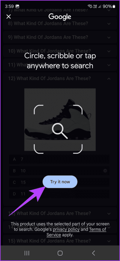 8.2-You-should-now-get-a-pop-up-for-Circle-to-Search.-Simply-tap-on-Try-it-now-712x1536-1 11 من أفضل النصائح والحيل لجهاز Samsung Galaxy S24