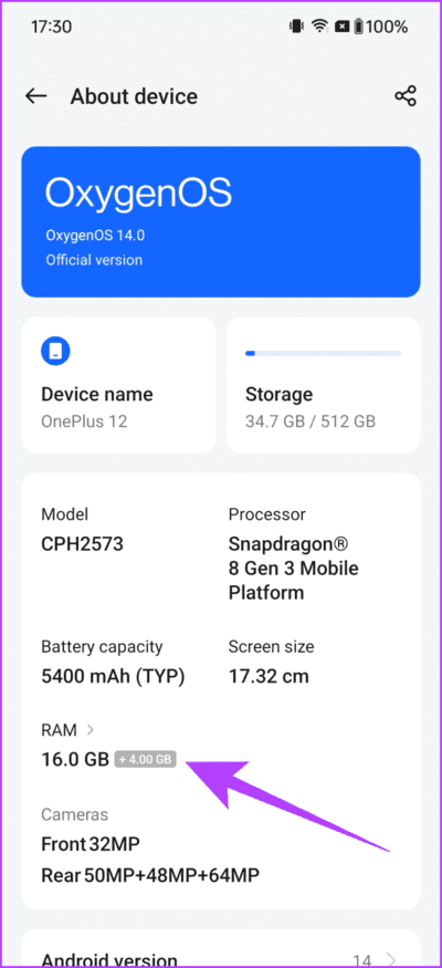 9.1-Settings-About-device-RAM-702x1536-1 أفضل 12 نصيحة وحيل وإعدادات لـ OnePlus 12 يجب أن تعرفها