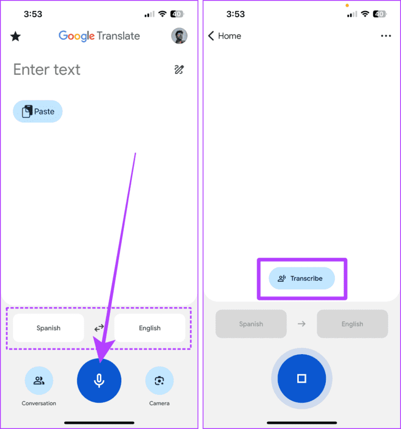Access-Transcribe-Feature-in-Google-Translate-App-iPhone كيفية استخدام تطبيق Google Translate على iPhone
