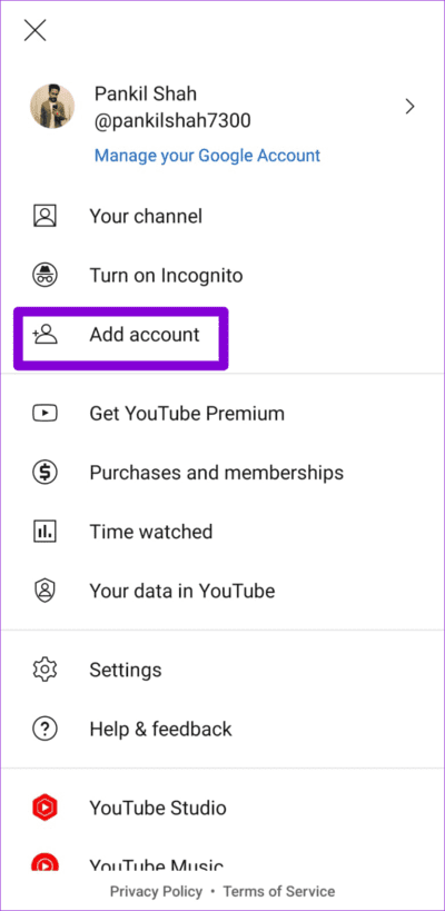 Add-Account-in-YouTube-for-Mobile-750x1536-1 أفضل 10 إصلاحات لعدم إمكانية نشر التعليقات على مقاطع الفيديو على YouTube