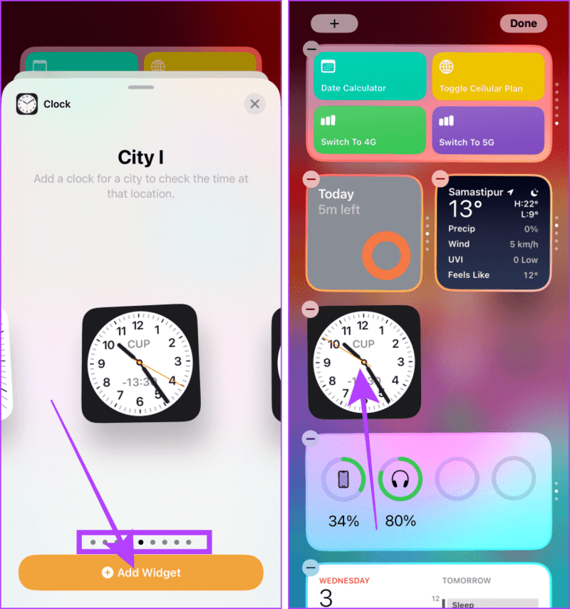 Add-and-Customize-City-Clock-Widget 4 طرق لإضافة وتخصيص الساعة على شاشة قفل iPhone