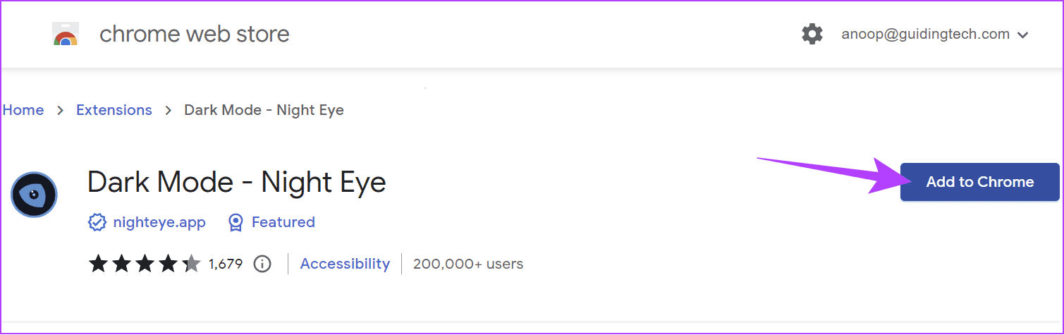 Add-dark-mode-extension-to-chrome كيفية الحصول على الوضع المظلم في Google Sheets (الكمبيوتر الشخصي والجوال)