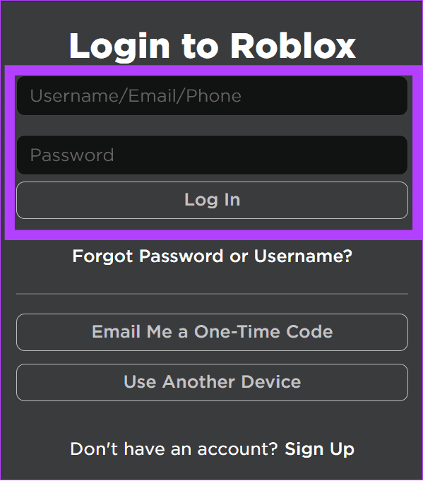 Add-the-login-credentials-and-then-login-to-your-account 11 طريقة لإصلاح رمز خطأ Roblox 267