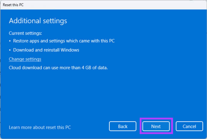 Additional-reset-settings أفضل 5 إصلاحات لعناصر التسجيل المعطلة على Windows 11