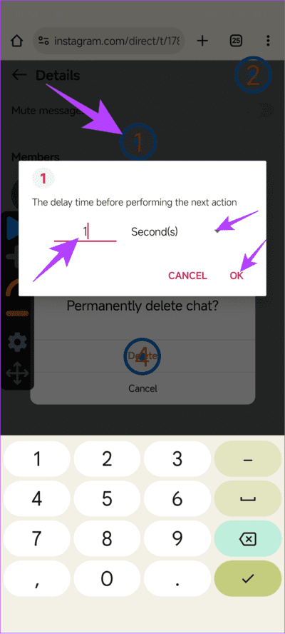 Adjust-the-seconds-and-then-click-ok كيفية إلغاء إرسال أو حذف الرسائل على Instagram