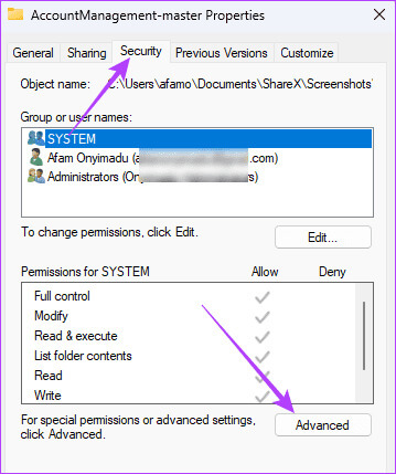 Advanced-file-properties أفضل 7 إصلاحات لخطأ "موارد النظام غير كافية" على Windows 11