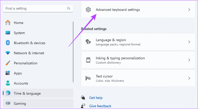 Advanced-keyboard-settings هل تعاني من كتابة أحرف خاطئة على لوحة المفاتيح في Windows 11 إليك أفضل 4 إصلاحات