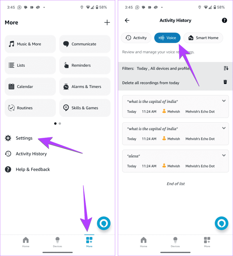 Alexa-voice-command-history-1401x1536-1 8 إصلاحات لإضاءة Alexa وعدم الاستجابة