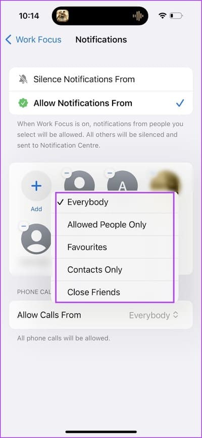 Allow-Calls-From-Option كيفية إيقاف تشغيل الإشعارات للتطبيقات على iPhone