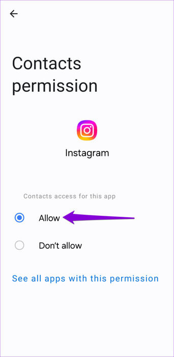 Allow-Contacts-Permission-for-Instagram-on-Android-500x1024-1 أفضل 6 إصلاحات لعدم ظهور جهات اتصال الهاتف في Instagram