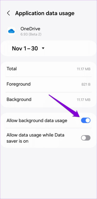 Allow-OneDrive-Background-Mobile-Data-Permissions-on-Android-500x1024-1 أفضل 9 إصلاحات لعدم مزامنة تطبيق OneDrive على Android وiPhone