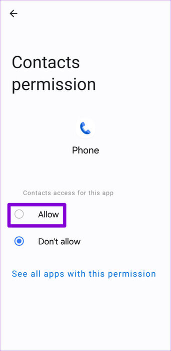 Allow-Phone-App-to-Access-Contacts-on-Android-500x1024-1 أفضل 6 إصلاحات لعدم إظهار أسماء جهات الاتصال للمكالمات الواردة على Android