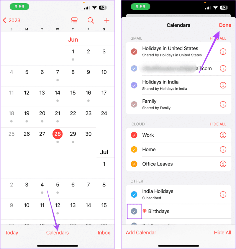Allow-birthday-events كيفية إضافة ورؤية أعياد الميلاد على تقويم iPhone