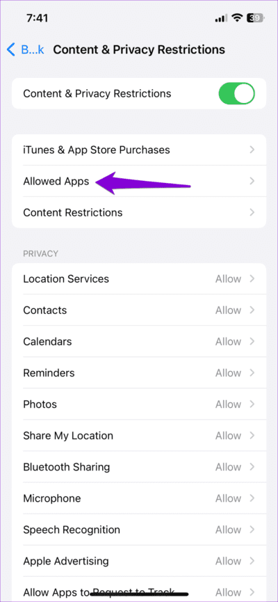 Allowed-Apps-in-Screen-Time-on-iPhone-710x1536-1 أفضل 7 إصلاحات لبدء تشغيل تلقائي لـ Apple Music على iPhone