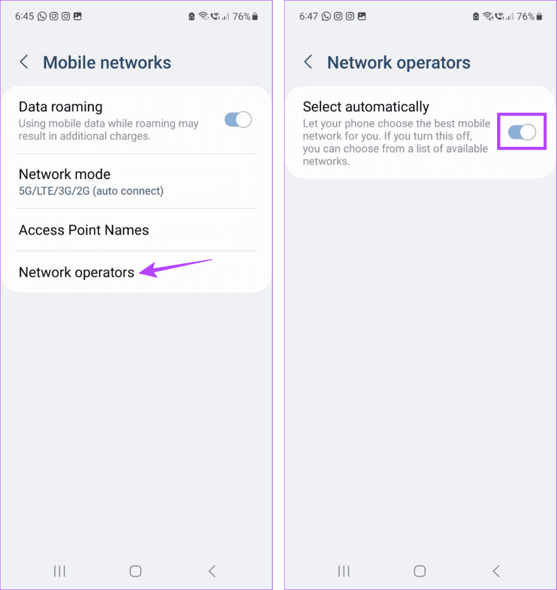 Auto-select-Network-operators-Android-1 10 طرق لإصلاح مشكلة انقطاع المكالمات على هواتف Samsung Galaxy