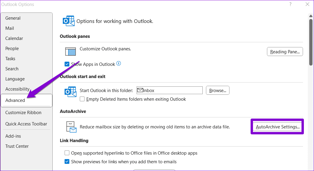 AutoArchiving-Settings-in-Outlook ماذا تفعل إذا كان صندوق بريدك Outlook ممتلئًا