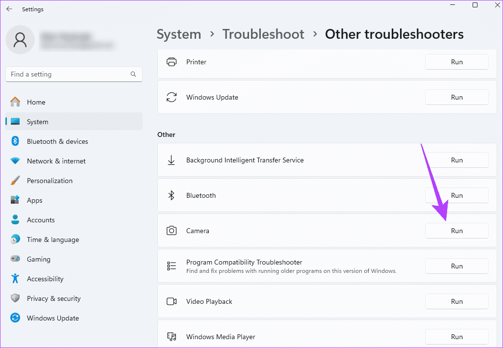 Camera-troubleshooter أفضل 9 إصلاحات لخطأ "لا يمكننا العثور على الكاميرا" في Windows 11