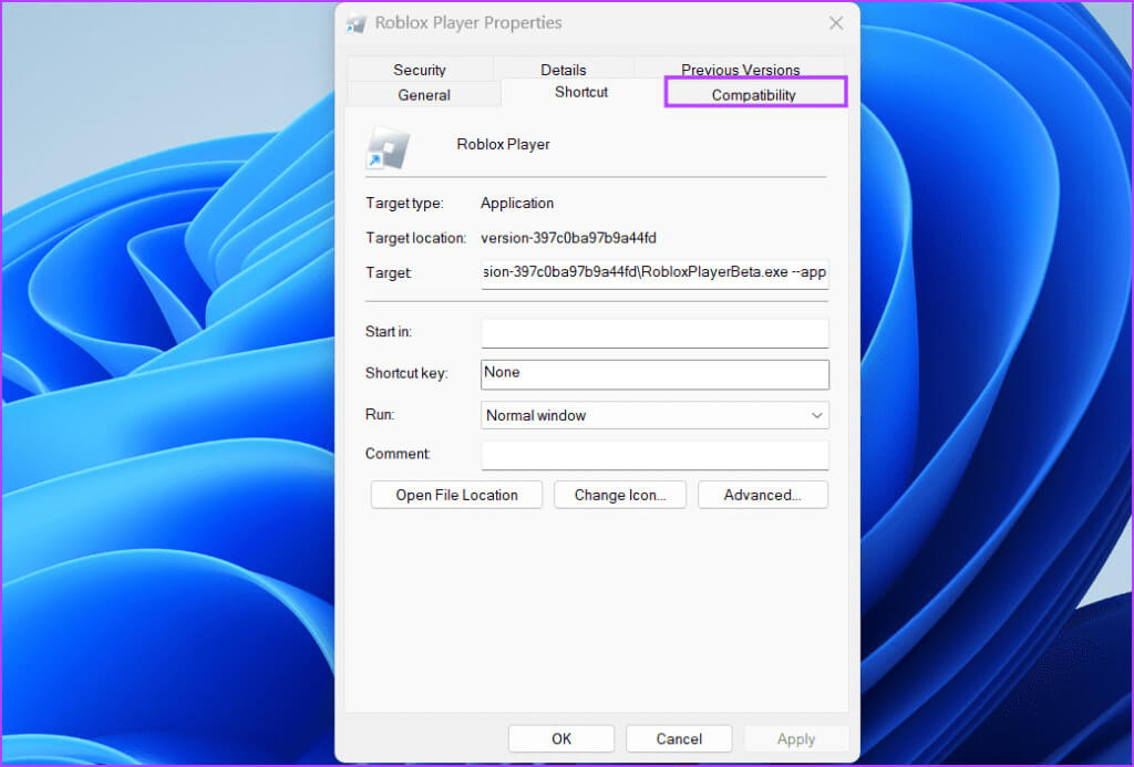 Change-Roblox-Compatibility-Settings-2-1024x693-1 أفضل 8 إصلاحات لمشكلة "حدث خطأ غير متوقع، يجب إنهاء Roblox" على Windows 11