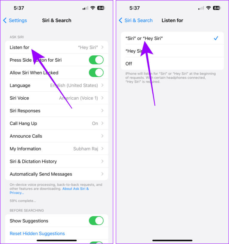 Change-Siri-Wake-Word-on-iPhone-768x820-1 كيفية تغيير كلمة تنبيه Siri من "Hey Siri" إلى "Siri" على جميع الأجهزة