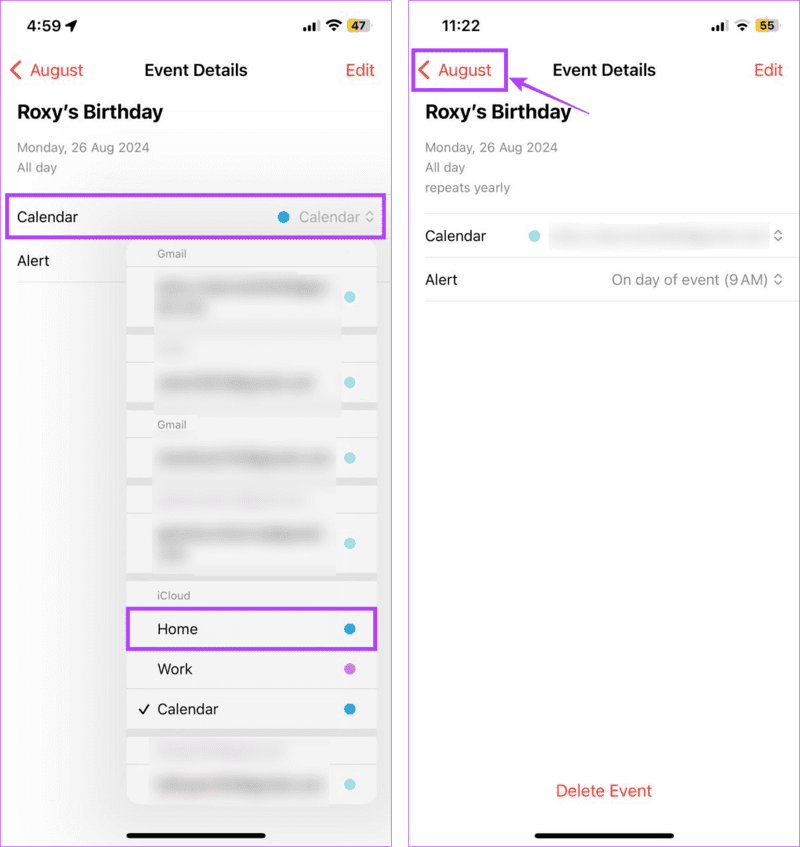Change-event-Calendar كيفية إضافة ورؤية أعياد الميلاد على تقويم iPhone